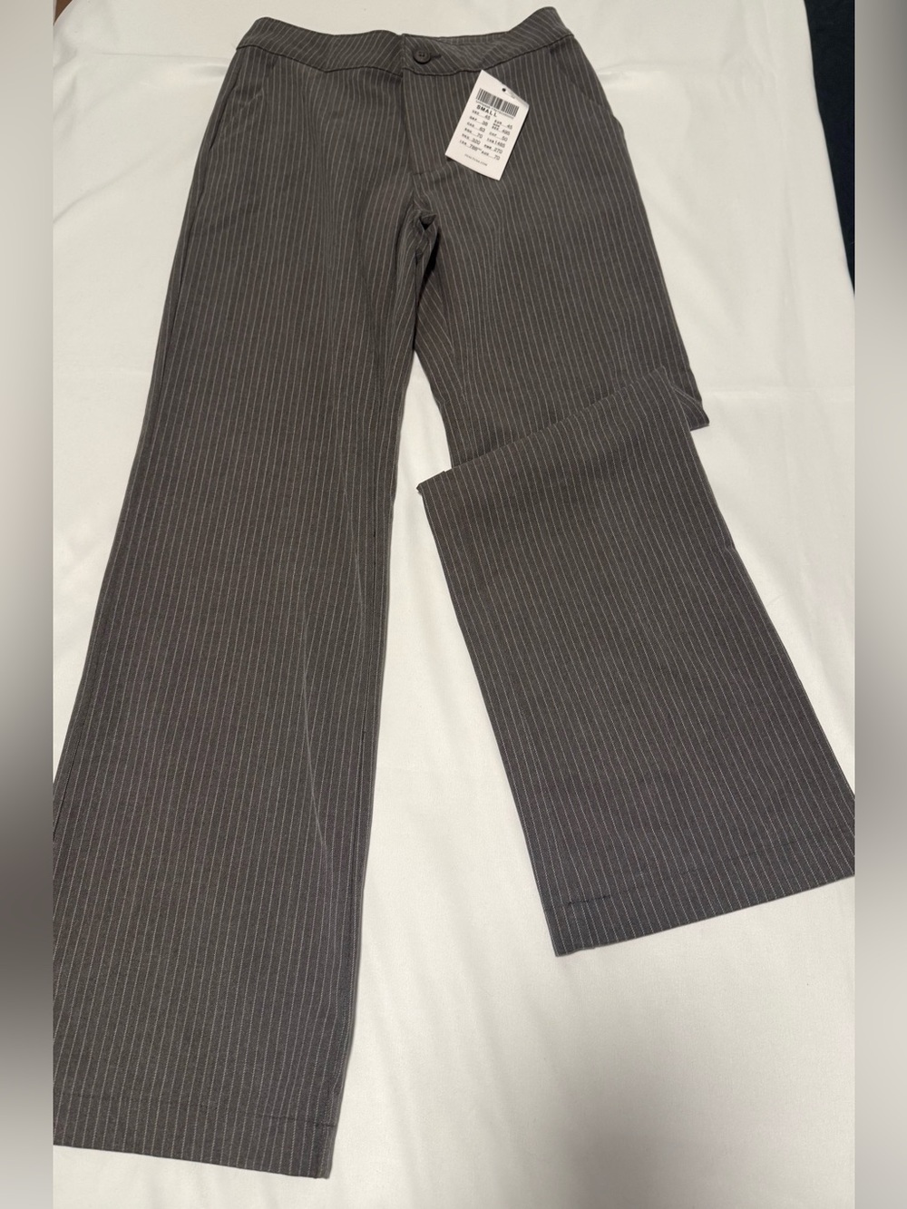 NWT! Brandy Melville/J Galt Pinstripe Taupe/Grey Flared Pants - S